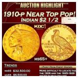 1910-p Gold Indian Quarter Eagle Near Top Pop! $2
