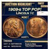 1909-s Lincoln Cent TOP POP! 1c ms67+ SEGS