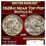 1928-d Buffalo Nickel Near Top Pop 5c ms66 SEGS