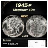 1945-p Mercury Dime 10c ms67 SEGS
