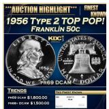 1956 Type 2 Proof Franklin Half Dollar TOP POP! 50