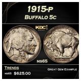 1915-p Buffalo Nickel 5c Grades ms65