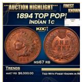 1894 Indian Cent TOP POP! 1c ms67 rb SEGS