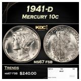 1941-d Mercury Dime 10c ms67 fsb SEGS