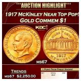 1917 McKinley Gold Commem Dollar Near Top Pop! 1 m