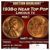 1938-d Lincoln Cent Near Top Pop 1c ms67+ rd SEGS