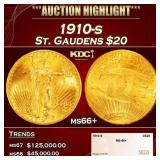 1910-s Gold St. Gaudens Double Eagle $20 ms66+ SEG
