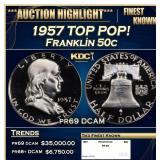 1957 Proof Franklin Half Dollar TOP POP! 50c pr69
