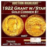 1922 Grant w/Star Gold Commem Dollar 1 ms67 SEGS