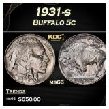 1931-s Buffalo Nickel 5c Grades ms66