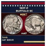 1937-p Buffalo Nickel 5c ms67 SEGS