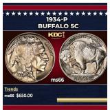 1934-p Buffalo Nickel 5c Grades ms66