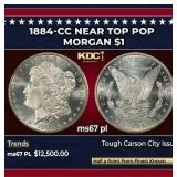 1884-cc Morgan Dollar Near Top Pop $1 ms67 pl SEGS