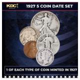 1927 5 Coin Date Set, 1 Of Each Type Of Coin Minte