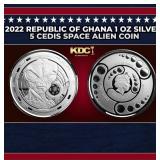 2022 Republic of Ghana 1 oz Silver 5 Cedis Space A