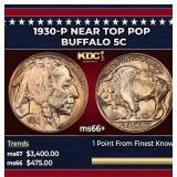 1930-p Buffalo Nickel Near Top Pop 5c ms66+ SEGS