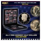 Complete 3 PC. 1990 Kennedy Half Dollar 50c set In