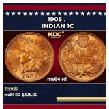 1905 Indian Cent . 1c Grades ms64 rd
