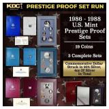 1986-1988 US Mint Prestige Proof Sets - 19 Coins,