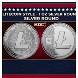 Litecoin Style - 1 oz Silver Round Round