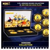 5 PC. Minions Gold Plated Round Collection In Cust