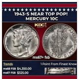 1943-s Mercury Dime Near Top Pop! 10c ms67+ fsb SE