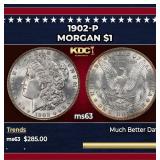 1902-p Morgan Dollar $1 Grades ms63