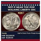 1937-p Walking Liberty Half Dollar Near Top Pop 50