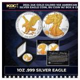 2024 24K Gold Gilded 1oz American Silver Eagle Coi