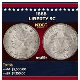 1888 Liberty Nickel 5c ms65+ SEGS