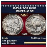 1923-p Buffalo Nickel TOP POP! 5c ms68 SEGS