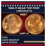 1926-p Lincoln Cent Near Top Pop! 1c ms67+ rd SEGS