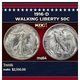 1916-d Walking Liberty Half Dollar 50c ms64 SEGS