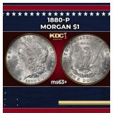 1880-p Morgan Dollar $1 Grades ms63+
