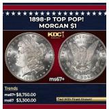 1898-p Morgan Dollar TOP POP! $1 ms67+ SEGS