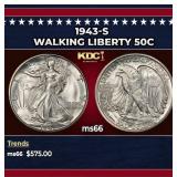 1943-s Walking Liberty Half Dollar 50c Grades ms66