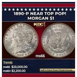 1890-p Morgan Dollar Near Top Pop! $1 ms66 SEGS
