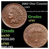 1863 One Country Civil War Token 1c Grades xf+
