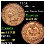 1902 Indian Cent 1c Grades Select Unc RB