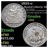 1855-o Seated Half Dollar 50c Grades vf++