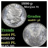1896-p Morgan Dollar $1 Grades Select Unc+ PL