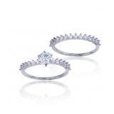 Sterling Silver Round Cut edding Set Size 8