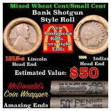 Mixed small cents 1c orig shotgun roll, 1913-sWhea