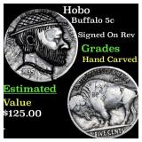 Hobo Buffalo Nickel 5c Grades Hand Carved
