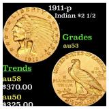 1911-p Gold Indian Quarter Eagle $2 1/2 Grades Sel