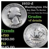 1932-d Washington Quarter 25c Grades vf details