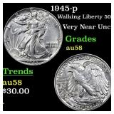 1945-p Walking Liberty Half Dollar 50c Grades Choi