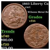 1863 Liberty Cap Civil War Token 1c Grades vf++