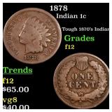 1878 Indian Cent 1c Grades f, fine