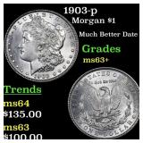 1903-p Morgan Dollar $1 Grades Select+ Unc